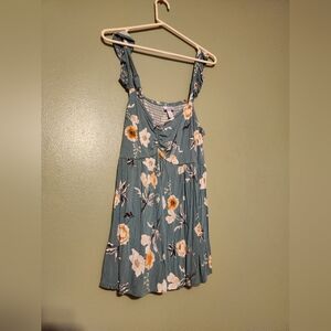Blue Floral Tank Top